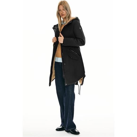 Women's Thicken Fleece Lined Parka Winter Coat Hooded Jacket with Pockets - Picture 5 of 7